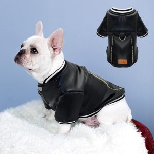 Black Leather Dog Jacket