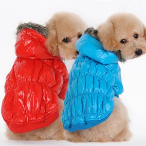 Warm Winter Dog Puffa Jacket with Fur Hoodie